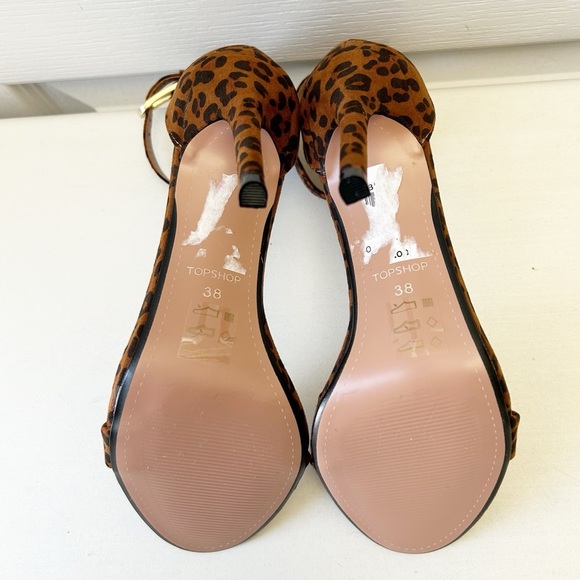 Topshop Leopard Print Stiletto Heels Ankle Strap Brown and Black Size 7.5 UNWORN - Picture 14 of 15